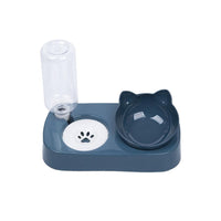 HKM-980691 Double Bowl Pet Feeder with Non-Wet Mouth Design for Cats and Dogs - Eco-Friendly PP Material, Sapphire Blue or Girlish Pink