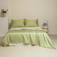 HKM-980691 Washed Ice Silk Solid Color Bed Sheet and Quilt Cover Set for Modern Bedrooms