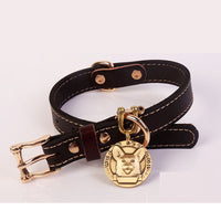HKM-9808189 Two-Layer Microfiber Leather Dog Collar with Traction Rope - Multi-Purpose, Available in Brown and Red, Sizes XS to L