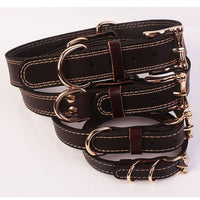 HKM-9808189 Two-Layer Microfiber Leather Dog Collar with Traction Rope - Multi-Purpose, Available in Brown and Red, Sizes XS to L
