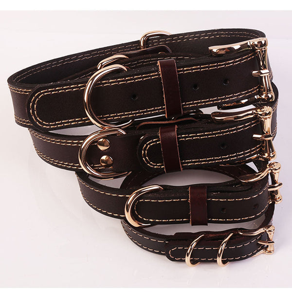 HKM-9808189 Two-Layer Microfiber Leather Dog Collar with Traction Rope - Multi-Purpose, Available in Brown and Red, Sizes XS to L