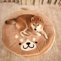 HKM-9808445 Creative Round Short Plush Dog and Cat Mat - Cozy Copper Firewood Design, 85*8cm
