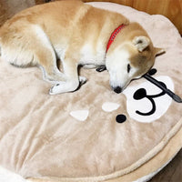 HKM-9808445 Creative Round Short Plush Dog and Cat Mat - Cozy Copper Firewood Design, 85*8cm