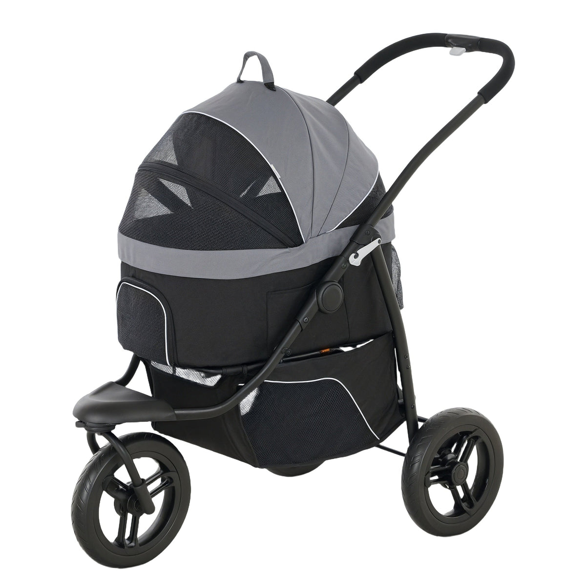 HKM-980883 3-in-1 Pet Jogging Stroller for Small Dogs and Cats, Detachable Carrier with Storage, Gray