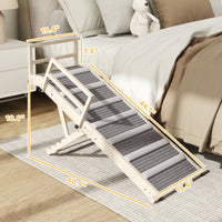 HKM-9809853 Foldable Dog Ramp with Adjustable Heights, Carpeted Surface, and Safety Guardrails for Easy Access