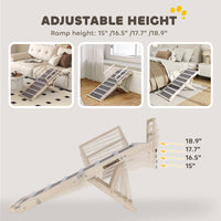 HKM-9809853 Foldable Dog Ramp with Adjustable Heights, Carpeted Surface, and Safety Guardrails for Easy Access
