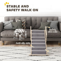 HKM-9809853 Foldable Dog Ramp with Adjustable Heights, Carpeted Surface, and Safety Guardrails for Easy Access
