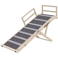 HKM-9809853 Foldable Dog Ramp with Adjustable Heights, Carpeted Surface, and Safety Guardrails for Easy Access