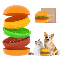 HKM-9810365 Multi-Layer Hamburger Design Pet Bowl Set for Cats and Dogs, 5-in-1 Combination