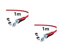 HKM-981075 Magnetic Rotating Data Cable for Android, Type-C, and iPhone - 1m/2m Length, Aluminum Alloy & Braided Wire