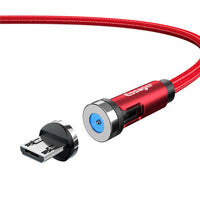 HKM-981075 Magnetic Rotating Data Cable for Android, Type-C, and iPhone - 1m/2m Length, Aluminum Alloy & Braided Wire