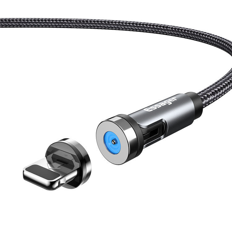 HKM-981075 Magnetic Rotating Data Cable for Android, Type-C, and iPhone - 1m/2m Length, Aluminum Alloy & Braided Wire
