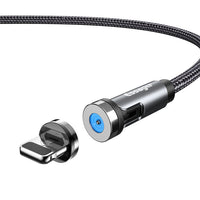 HKM-981075 Magnetic Rotating Data Cable for Android, Type-C, and iPhone - 1m/2m Length, Aluminum Alloy & Braided Wire