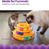 HKM-9811645 Interactive 3-Tier Cat Track Toy with Spinning Balls for Active Play and Mental Stimulation