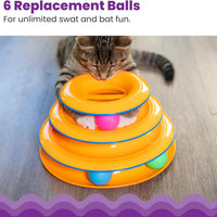 HKM-9811645 Interactive 3-Tier Cat Track Toy with Spinning Balls for Active Play and Mental Stimulation
