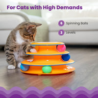 HKM-9811645 Interactive 3-Tier Cat Track Toy with Spinning Balls for Active Play and Mental Stimulation