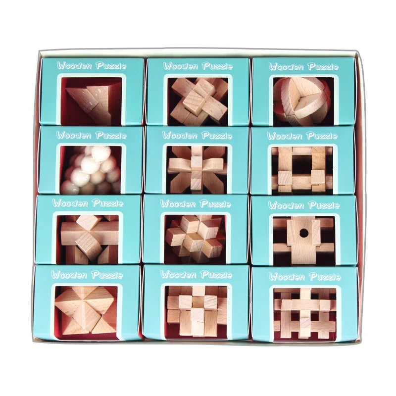 HKM-981267 3D Mini KongMing Lock Wooden Puzzle - Educational Brain Teaser for Ages 5+