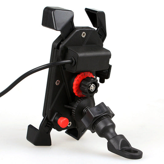 HKM-981395 360° Motorcycle Phone Holder with USB Charging for 4-6.5 Inch Devices