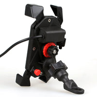 HKM-981395 360° Motorcycle Phone Holder with USB Charging for 4-6.5 Inch Devices