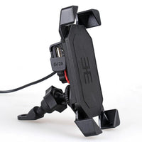 HKM-981395 360° Motorcycle Phone Holder with USB Charging for 4-6.5 Inch Devices