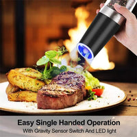 HKM-981395 Stainless Steel Electric Salt and Pepper Grinders with Adjustable Coarseness for Kitchen Use