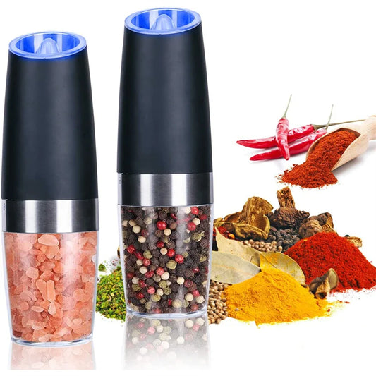 HKM-981395 Stainless Steel Electric Salt and Pepper Grinders with Adjustable Coarseness for Kitchen Use