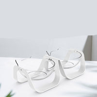 HKM-9814333 Adjustable 15¡ã Double Bowl for Cats ¨C Eco-Friendly Design in Pure White and Macaron Blue