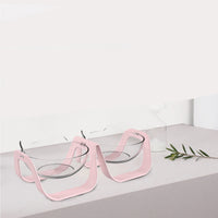 HKM-9814333 Adjustable 15¡ã Double Bowl for Cats ¨C Eco-Friendly Design in Pure White and Macaron Blue
