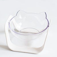 HKM-9814333 Adjustable 15¡ã Double Bowl for Cats ¨C Eco-Friendly Design in Pure White and Macaron Blue