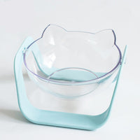 HKM-9814333 Adjustable 15¡ã Double Bowl for Cats ¨C Eco-Friendly Design in Pure White and Macaron Blue