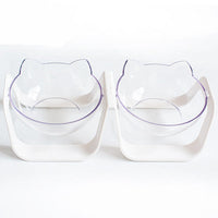 HKM-9814333 Adjustable 15¡ã Double Bowl for Cats ¨C Eco-Friendly Design in Pure White and Macaron Blue