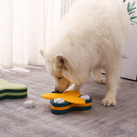 HKM-9814973 Spinning Dog Slow Food Toy - Engaging Feeding Carousel for Chew and Play, 600g, Yellow & Green
