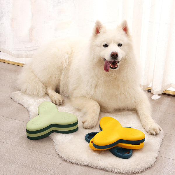 HKM-9814973 Spinning Dog Slow Food Toy - Engaging Feeding Carousel for Chew and Play, 600g, Yellow & Green