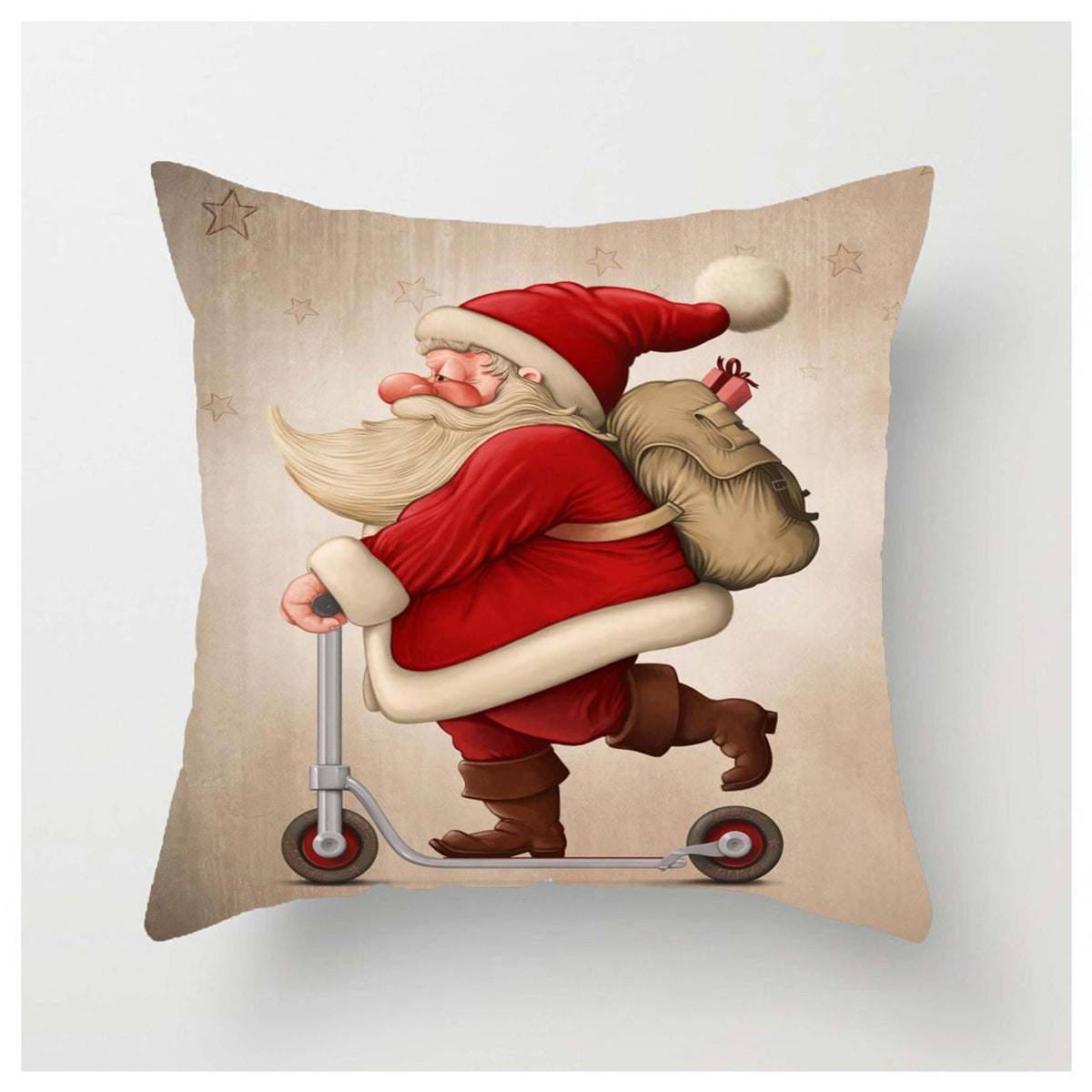 HKM-981523 Linen Santa Print Pillowcase - 45cm x 45cm, Simple Style, Picture Color
