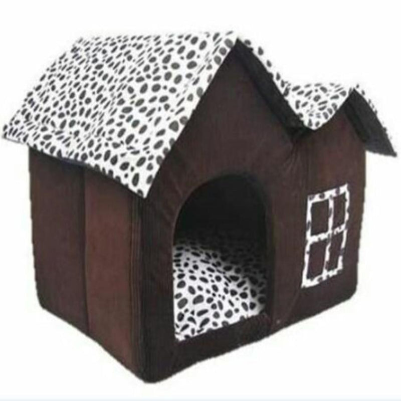 HKM-981523 Winter Pet Kennel Double Roof Dog House - Cozy Cloth Design, Spacious Dimensions 55x40x42 cm