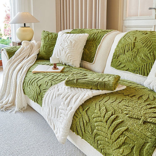 HKM-981587 Thickened Non-Slip Sofa Cushion Cover with Plant and Flower Patterns, Available in Multiple Sizes and Colors