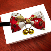 HKM-9816125 Handmade Retro Cat Bow Tie Collar with Bell and ID Tag for Small to Extra Large Pets