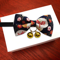 HKM-9816125 Handmade Retro Cat Bow Tie Collar with Bell and ID Tag for Small to Extra Large Pets