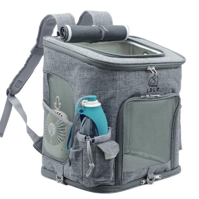 HKM-9816381 Transparent Portable Cat Backpack with Ventilated Mesh Windows and Adjustable Straps for Easy Travel