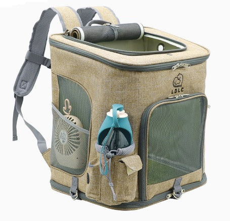 HKM-9816381 Transparent Portable Cat Backpack with Ventilated Mesh Windows and Adjustable Straps for Easy Travel