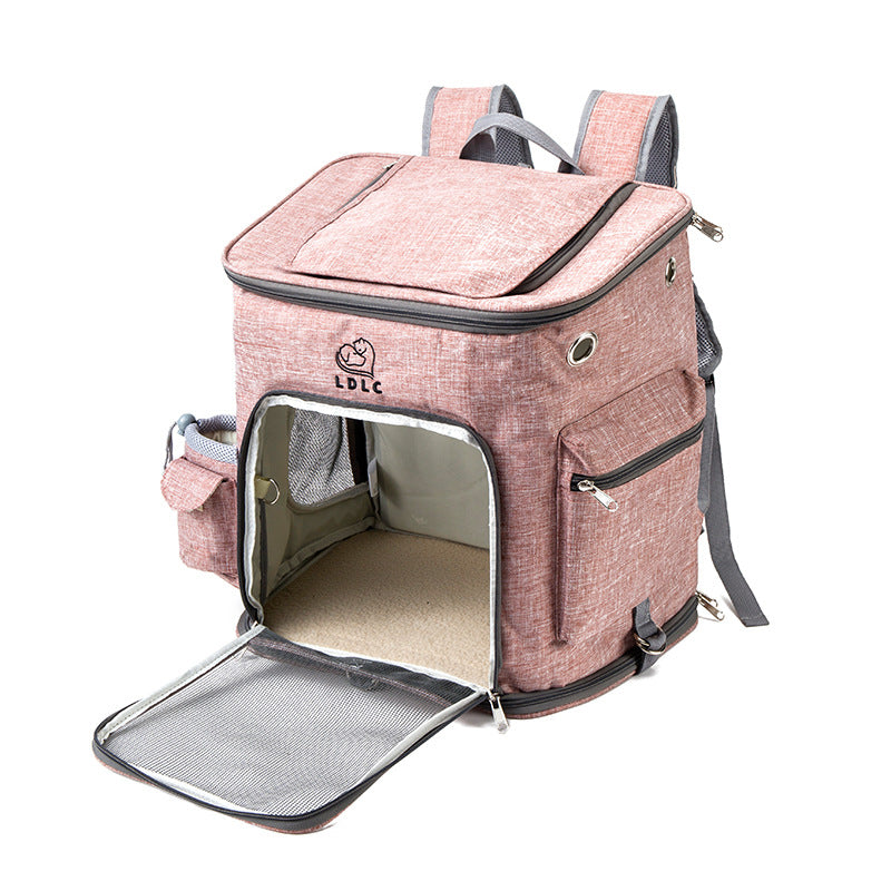 HKM-9816381 Transparent Portable Cat Backpack with Ventilated Mesh Windows and Adjustable Straps for Easy Travel