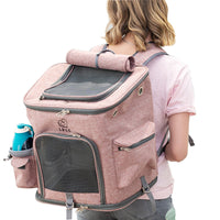 HKM-9816381 Transparent Portable Cat Backpack with Ventilated Mesh Windows and Adjustable Straps for Easy Travel