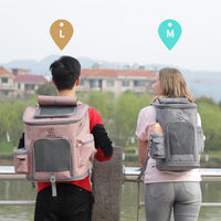 HKM-9816381 Transparent Portable Cat Backpack with Ventilated Mesh Windows and Adjustable Straps for Easy Travel