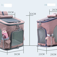 HKM-9816381 Transparent Portable Cat Backpack with Ventilated Mesh Windows and Adjustable Straps for Easy Travel