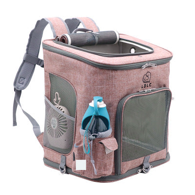 HKM-9816381 Transparent Portable Cat Backpack with Ventilated Mesh Windows and Adjustable Straps for Easy Travel
