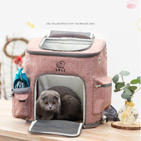 HKM-9816381 Transparent Portable Cat Backpack with Ventilated Mesh Windows and Adjustable Straps for Easy Travel