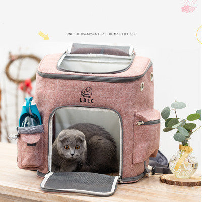 HKM-9816381 Transparent Portable Cat Backpack with Ventilated Mesh Windows and Adjustable Straps for Easy Travel