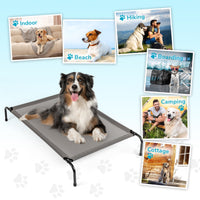 HKM-9818557 Elevated Dog Bed with Durable Textilene Mesh, Indoor and Outdoor Pet Bed, 43" x 26" x 8", Gray