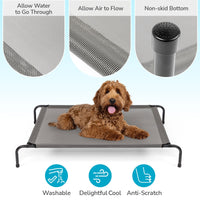 HKM-9818557 Elevated Dog Bed with Durable Textilene Mesh, Indoor and Outdoor Pet Bed, 43" x 26" x 8", Gray