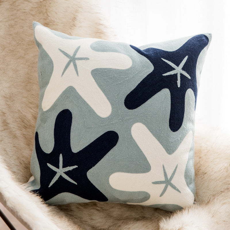 HKM-981907 Nordic Style Cotton Embroidered Flower Cushion Cover with PP Cotton Filling - 45x45cm